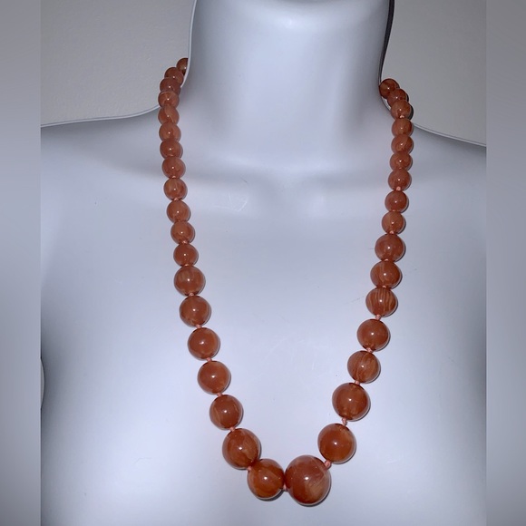 Vintage Chunky Orange Beaded Boho Necklace - Picture 4 of 8